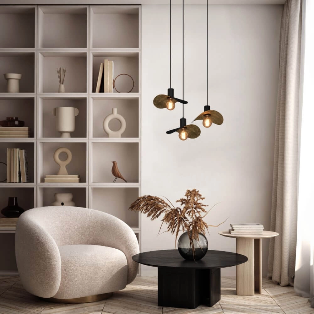Lampe suspendue noire Saceda avec 3 lumières dorées Stars of Light 9008606292318