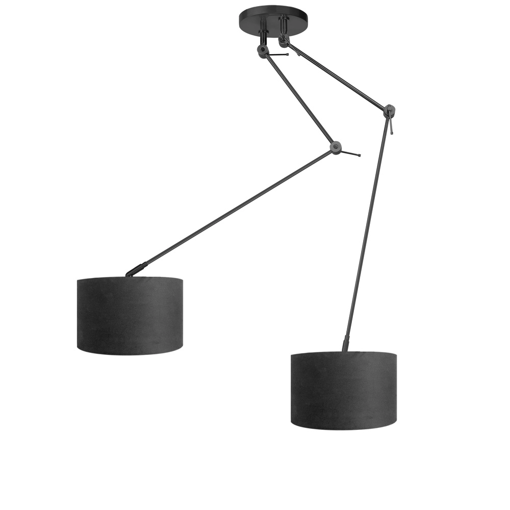 Plafonnier Rod double noir avec abat-jour Ø 30cm