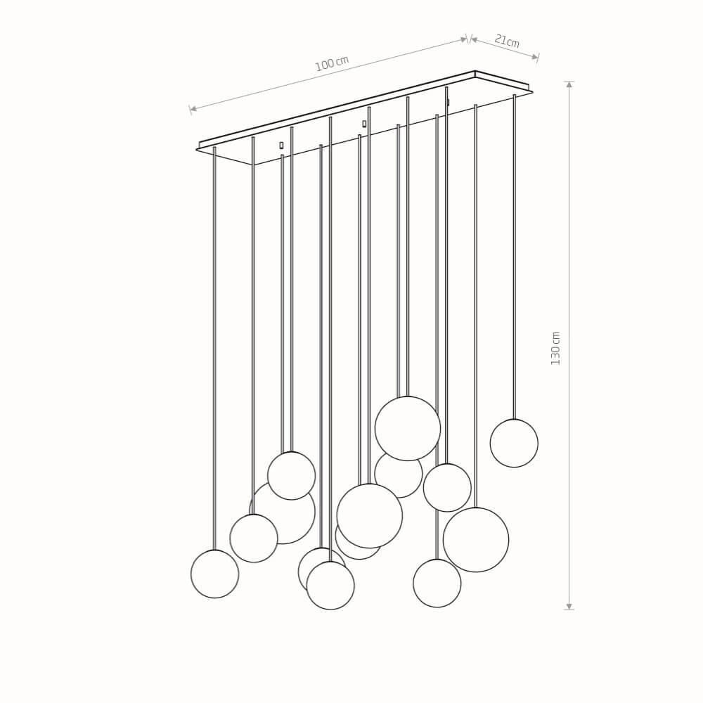 Suspension 14 lumières Snowball noir avec verre blanc Lyora 5903139114080