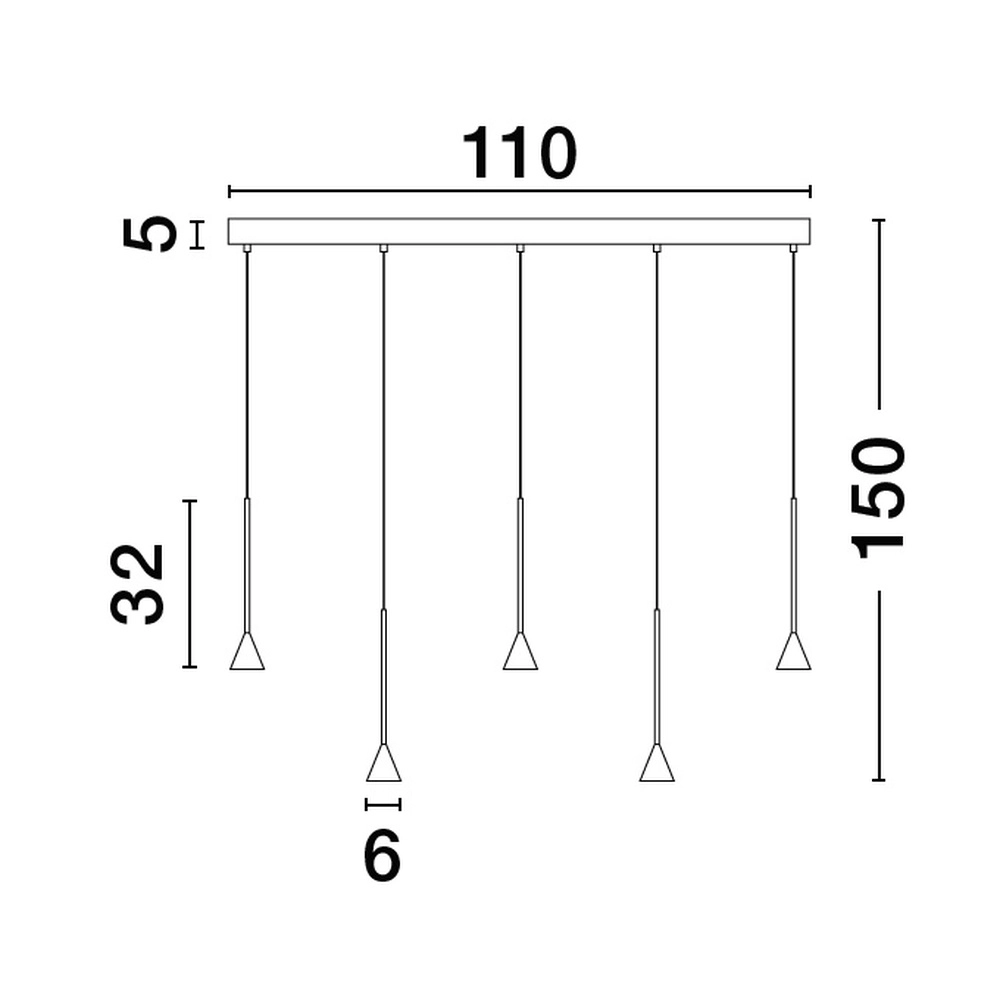 Suspension Net Droit 5 lumières noir Lyora 5212017445315