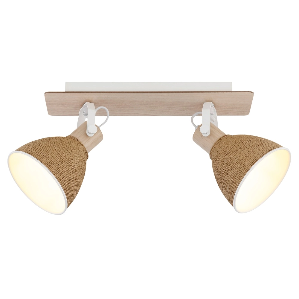 Lampe de plafond Lyndon Blanc 2 clairs avec rotin Globo 9007371583744