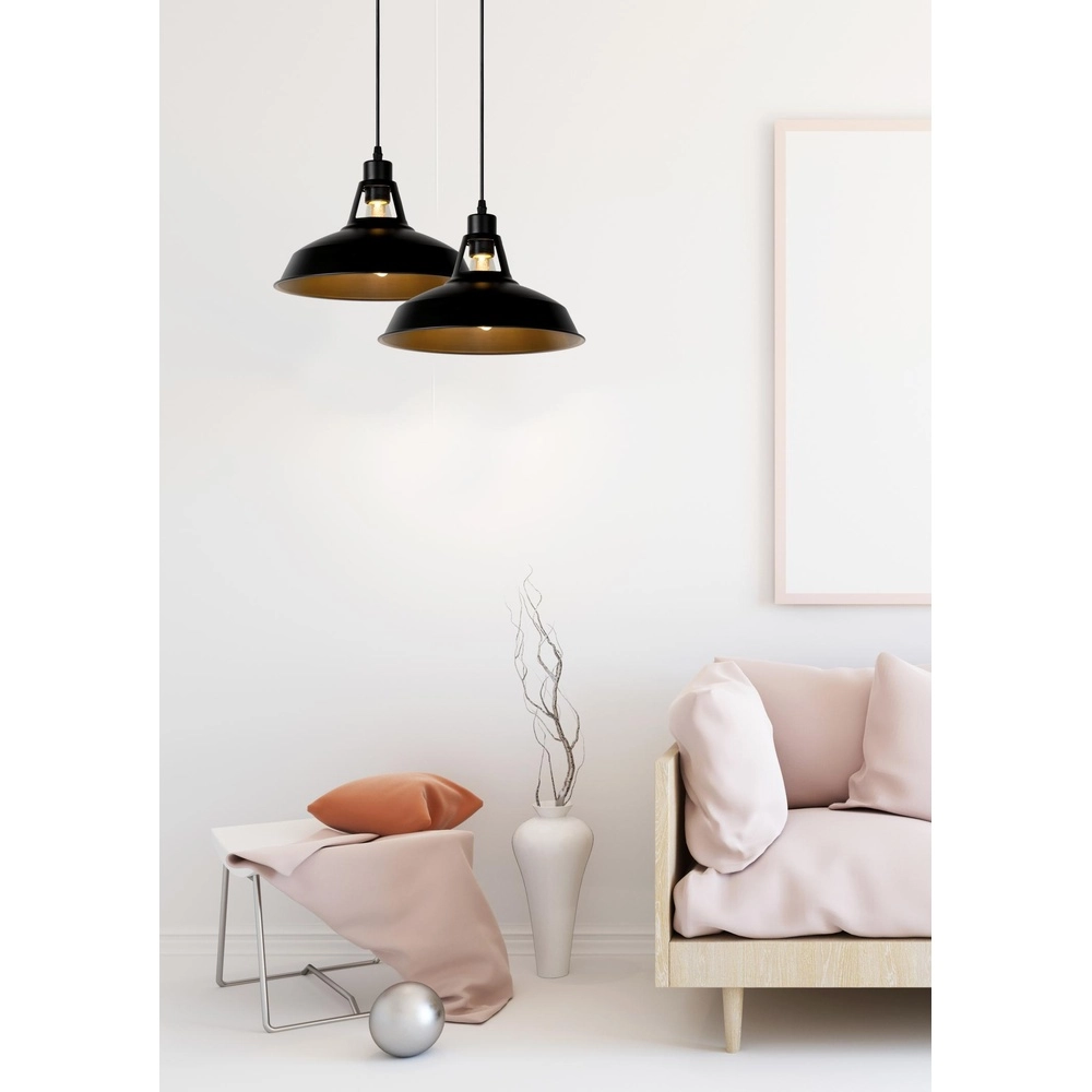 Lampe pendante industrielle Brassy-Bis noir Ø 31cm Lucide 5411212430236