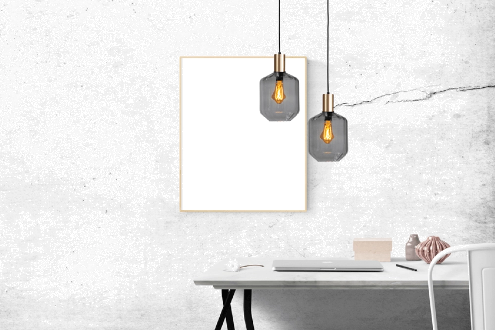 Lampe suspendue dorée Porto avec verre fumé Jagger - Ø 19cm Masterlight 8718121269238