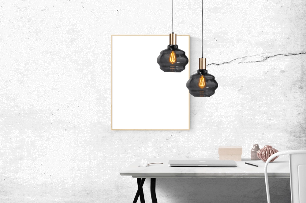 Lampe suspendue dorée Porto avec verre fumé Boule - Ø 24cm Masterlight 8718121269139