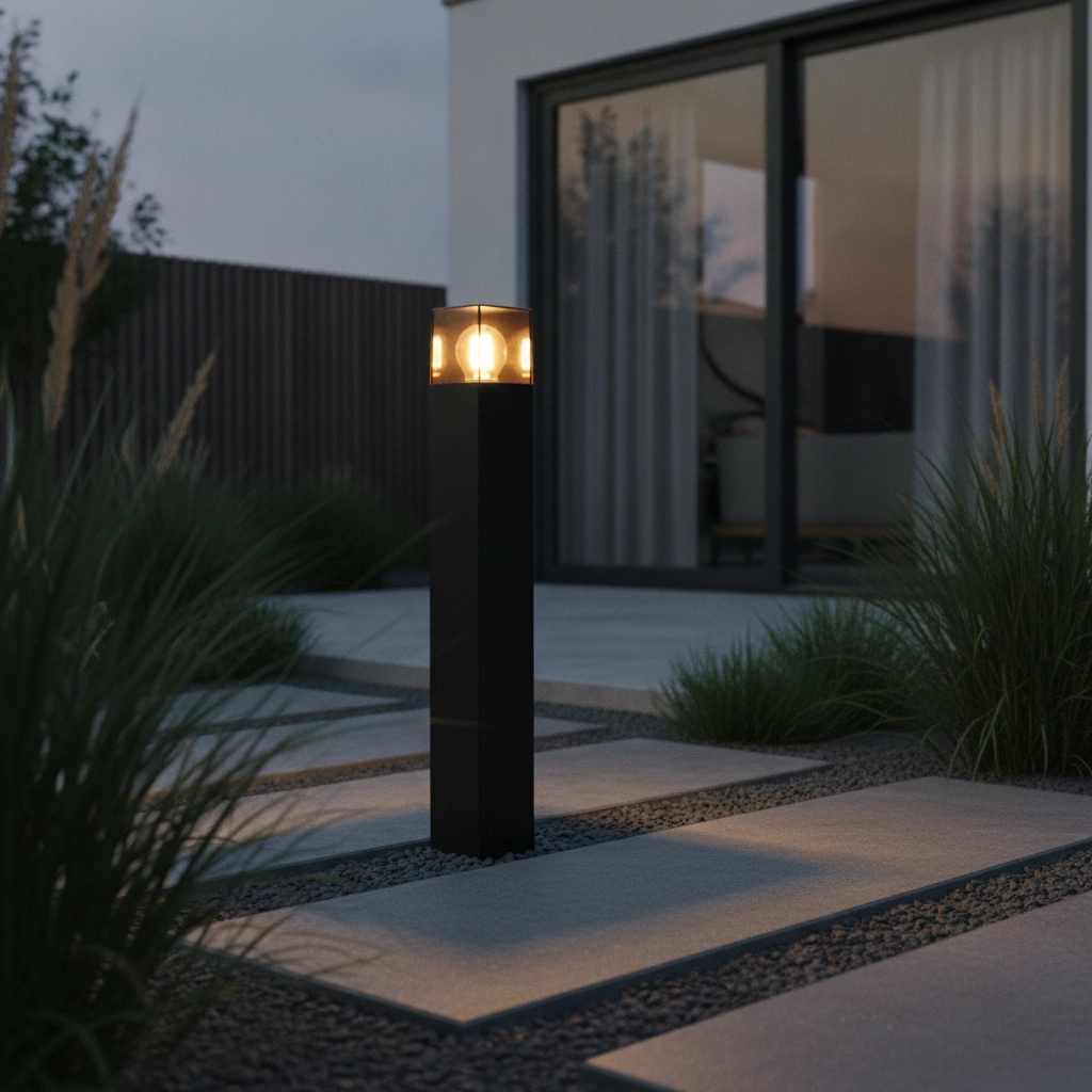 Lampe de jardin moderne Denver noir avec verre fumé 60 cm