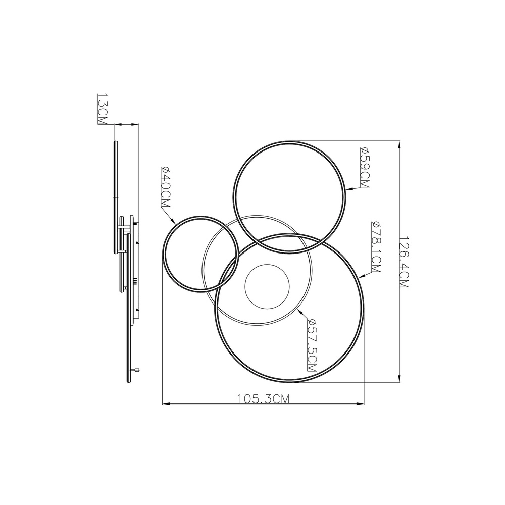 Lampe de plafond moderne Invertina blanc 126cm Globo 9007371576043