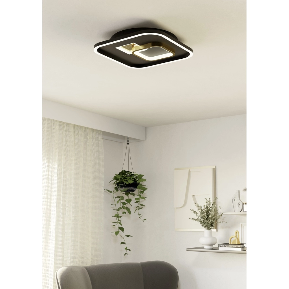 Lampe de plafond à design Tiriolo LED - Noir avec or - 38x38cm Eglo 9008606316373