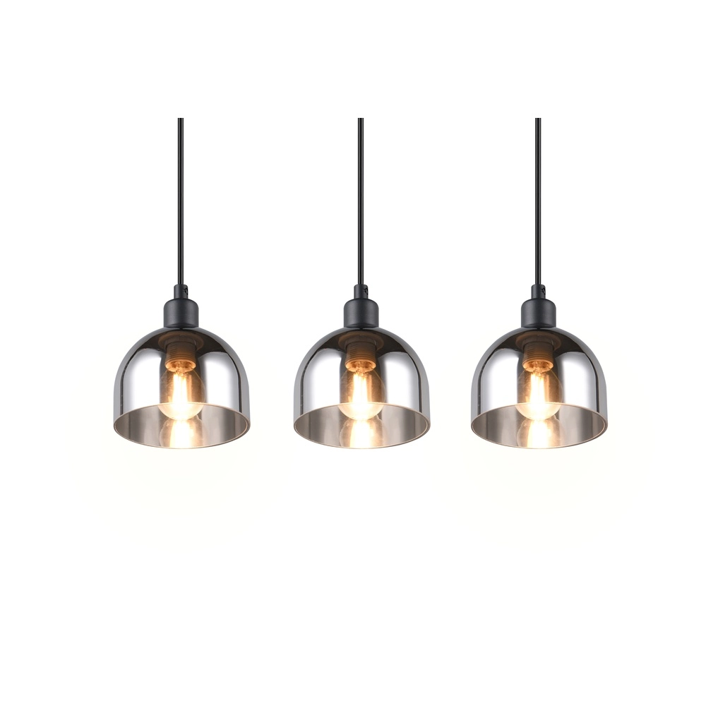 Suspension noire Molly Verre blanc à 3 lumières Trio 4017807618082