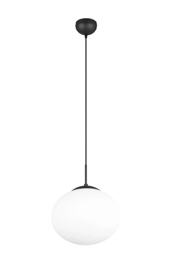 Lampe à suspension ovale Fomento Ø 30cm - noir avec verre blanc Trio 4017807616200