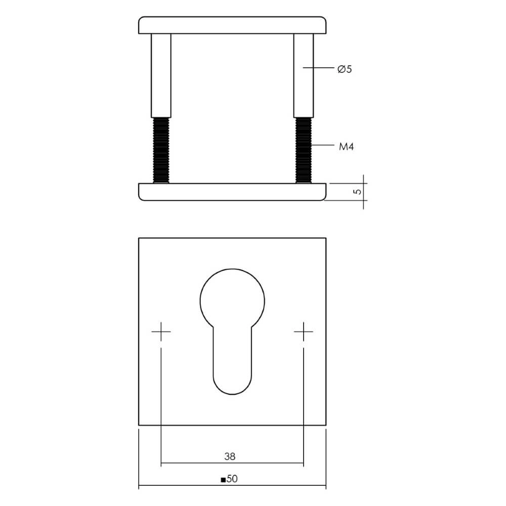 Lot de 2 rosaces cylindriques Tira Carré Noir Intersteel 8714186635520
