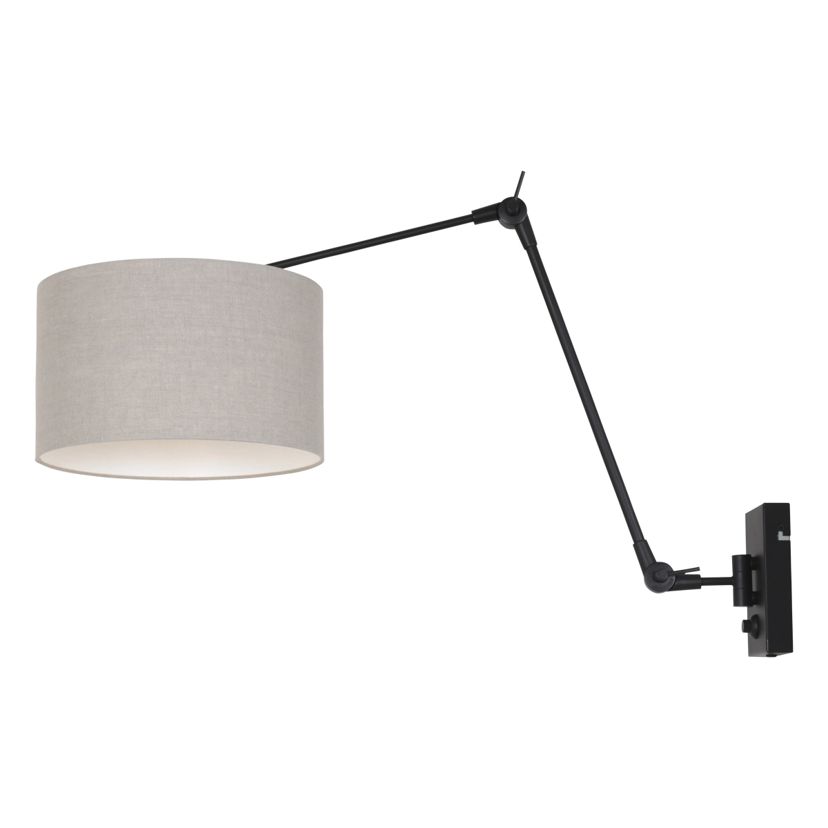 Lampe de lecture murale Prestige Chic noir avec abat-jour taupe 30cm