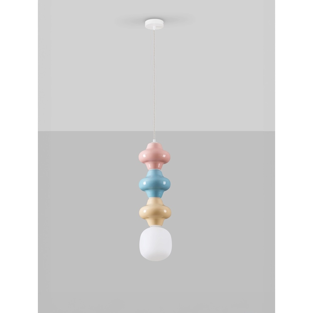 Suspension Clio Céramique colorée L avec verre blanc Lyora 5212017461308