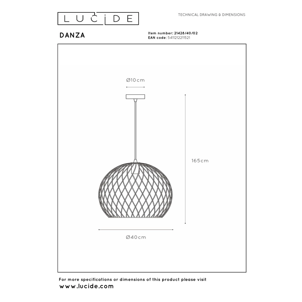 Lampe suspendue Danza Ø 40 cm d’or Lucide 5411212211521