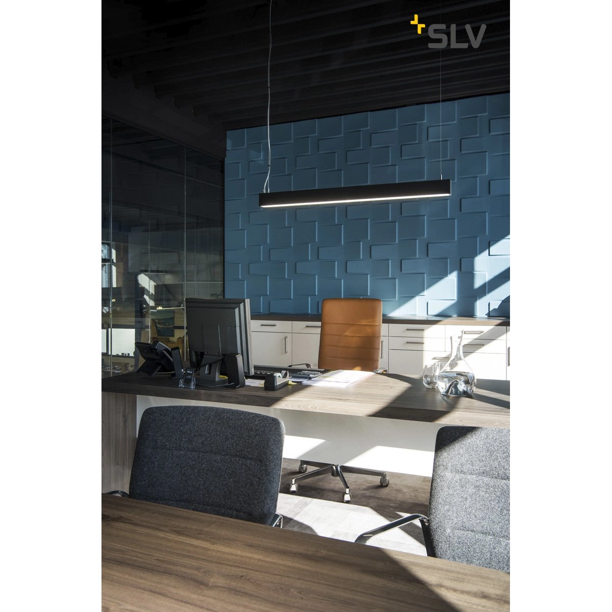 Lampe suspendue de bureau Glenos 4000K 100cm noir SLV 4024163196970
