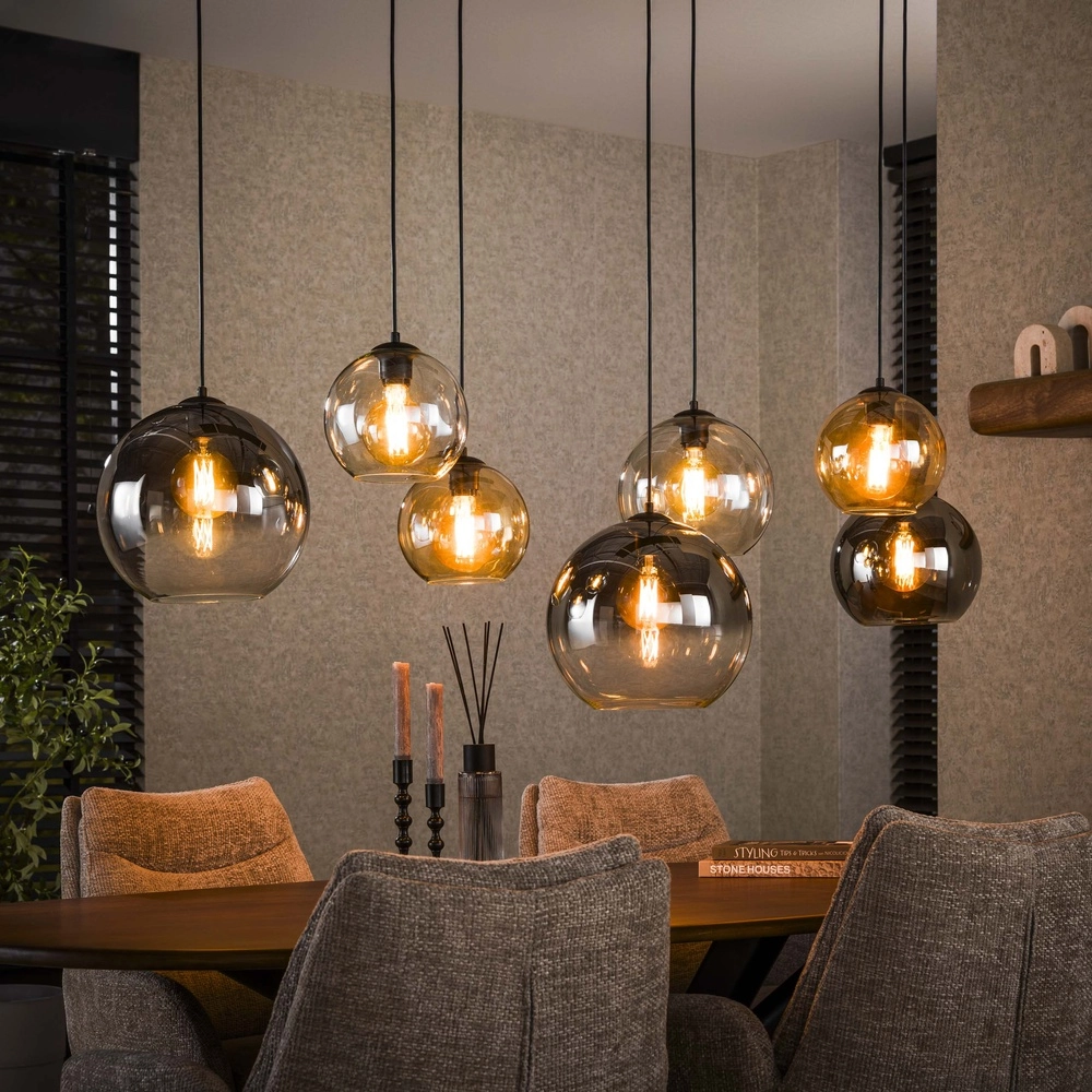 Lampe pendante avec 7 abat-jours en verre Multi