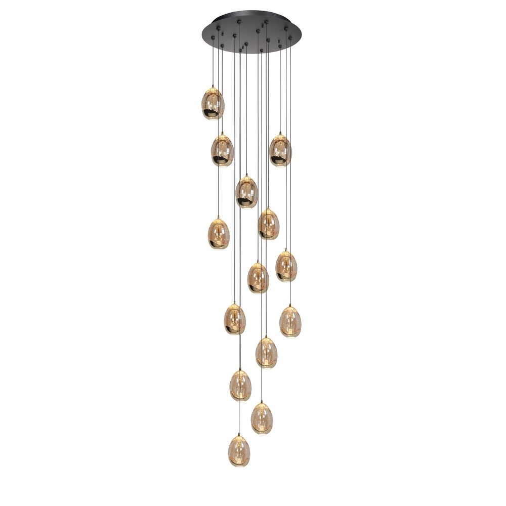 Suspension Golden Egg noir 14 lumières Suspension Golden Egg noir 14 lumières