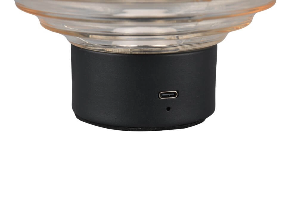 Lampe de table rechargeable noire Earl verre ambré Trio 4017807601923
