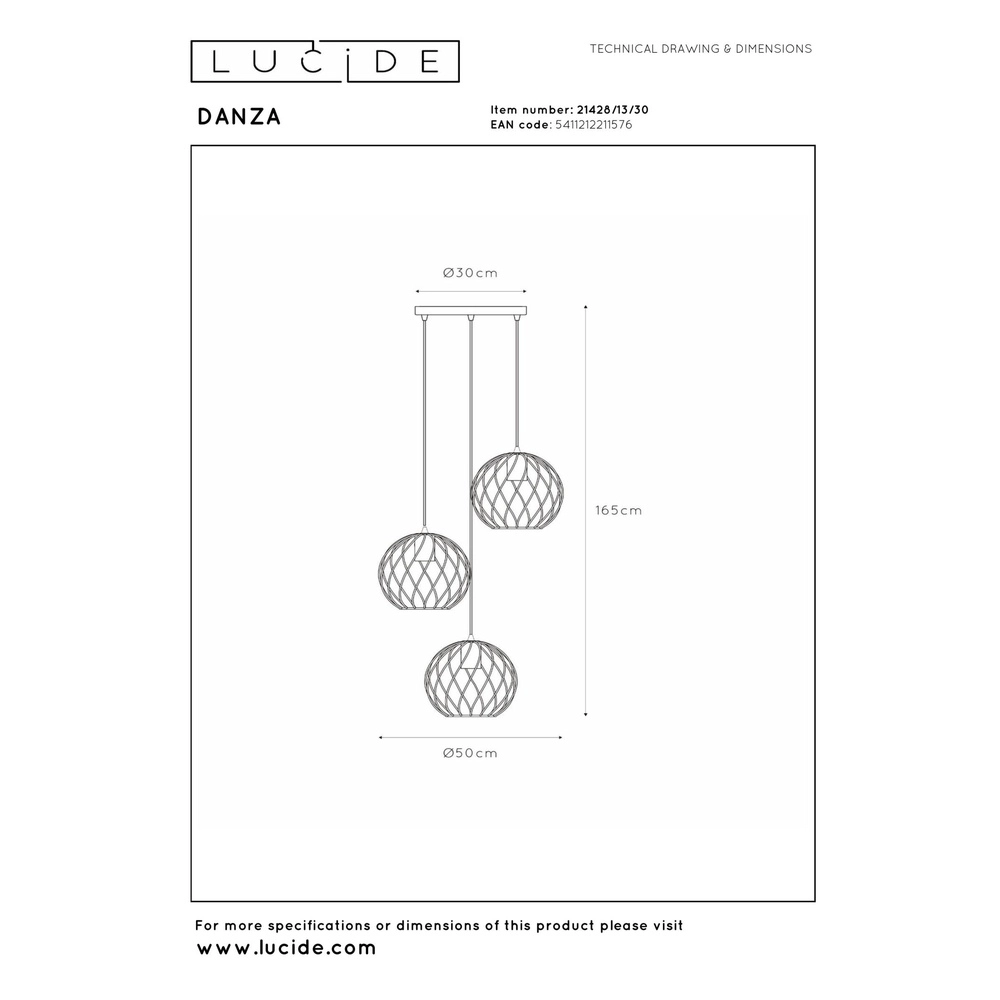 Lampe suspendue Danza Ø 50 cm noir Lucide 5411212211576