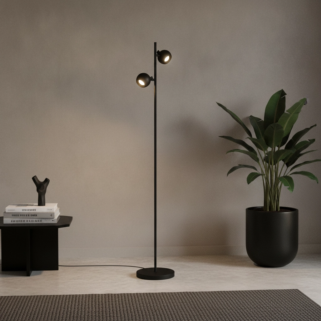 Lampadaire design Bolero noir 2 lumières