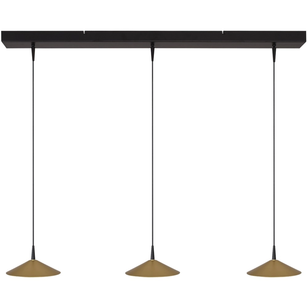 Lampe pendante à 3 lampes Ceppo noir avec or Ø 18cm