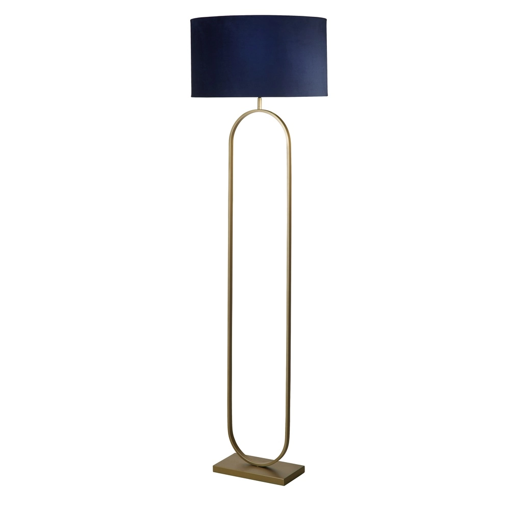 Lampadaire Modish bronze avec capuchon bleu Lampadaire Modish bronze avec capuchon bleu