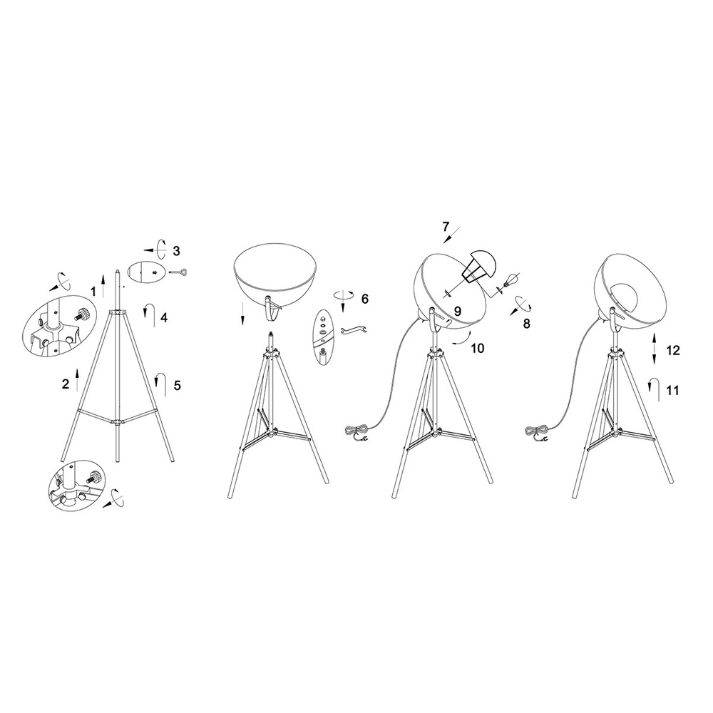 Lampadaire trépied Country Sunflower noir Steinhauer 8712746170894