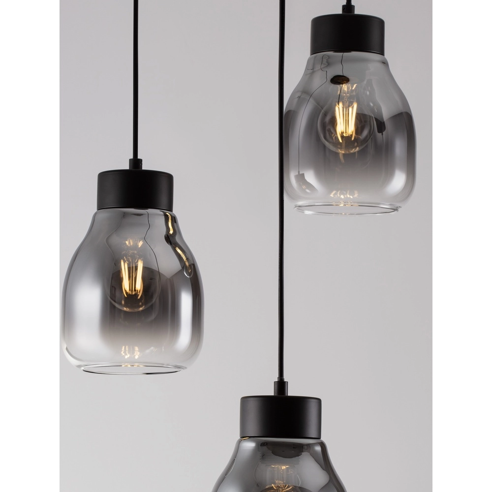 Suspension Blacu 3 lumières noir rond Lyora 5212017447487