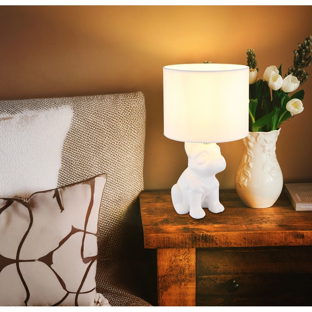Lampe de table Dogo Blanc chien avec bonnet Globo 9007371569687