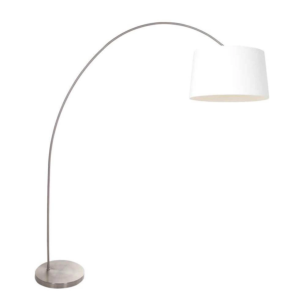 Lampe à arc Solva Métal avec grand abat-jour blanc