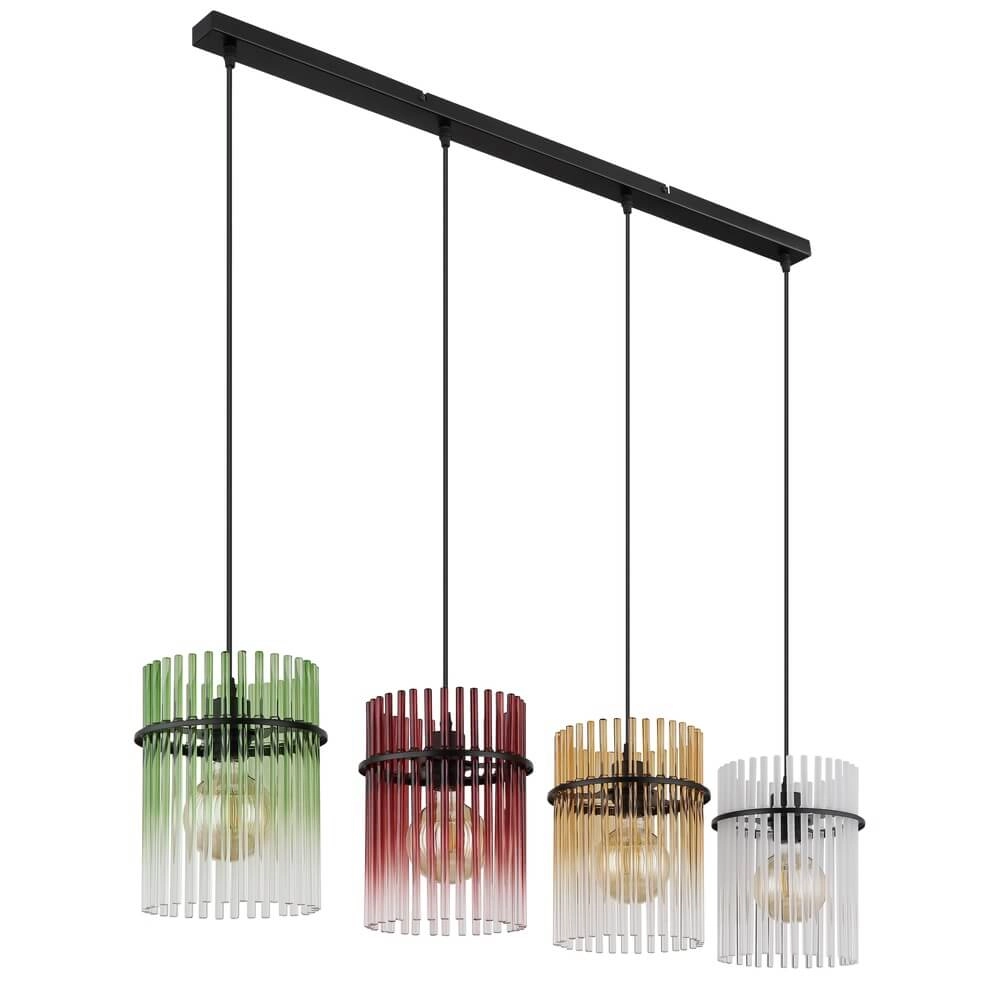 Suspension noire Gorley Verre coloré 4 lumières Globo 9007371484003