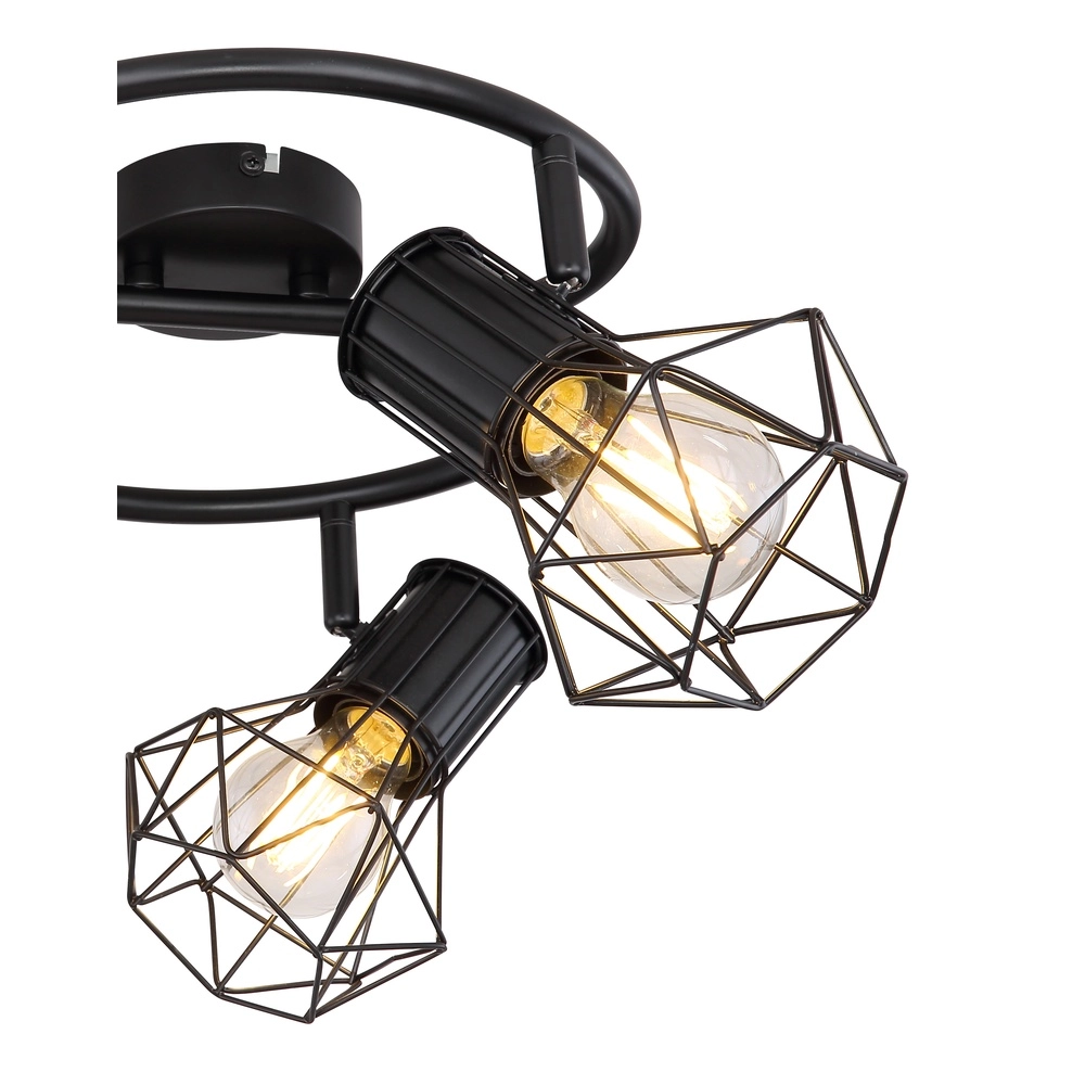 Lampe de plafond ronde Priska Noir à 3 lumières Globo 9007371403172