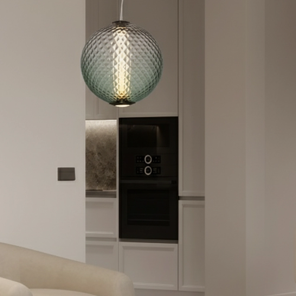 Suspension Aora Verre vert convexe