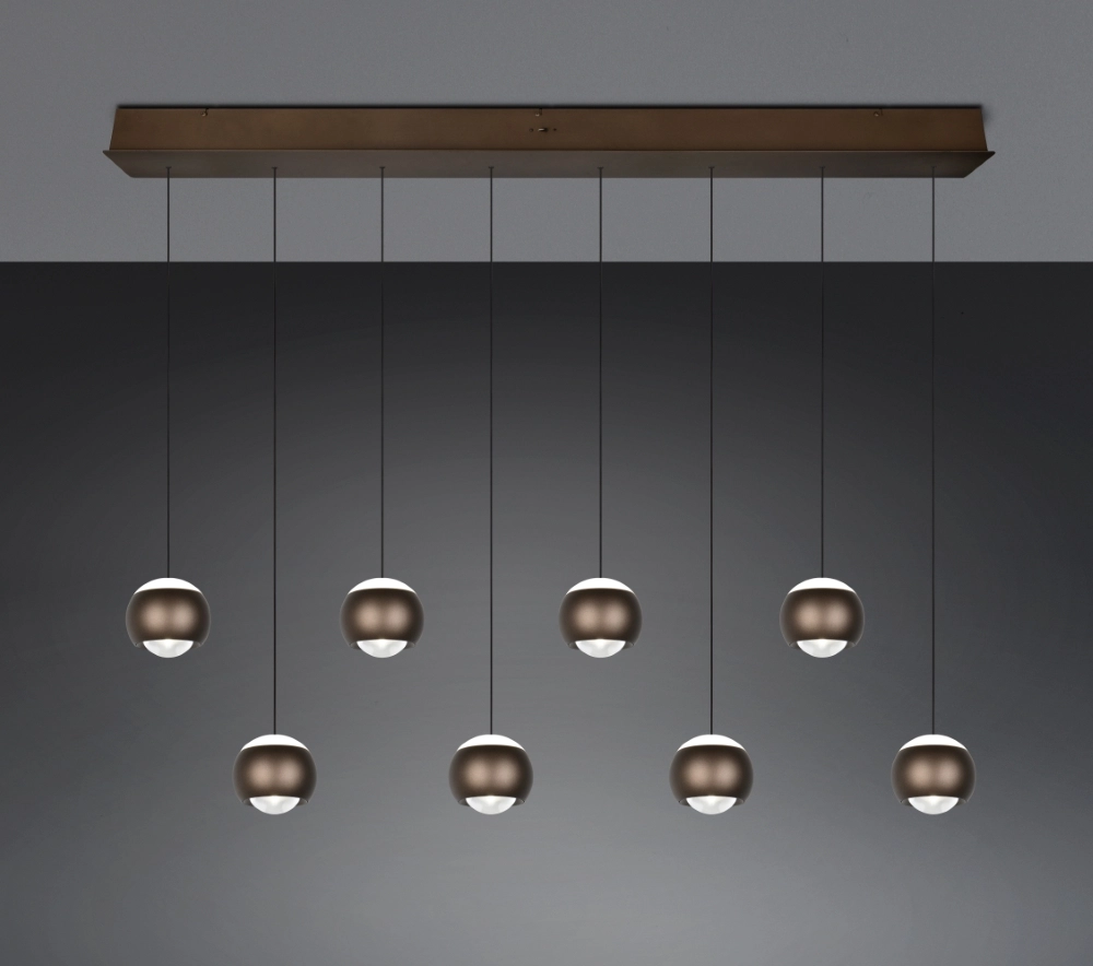 Suspension LED à 8 lumières Orbit Table à manger - Marron platine Trio 4017807686616