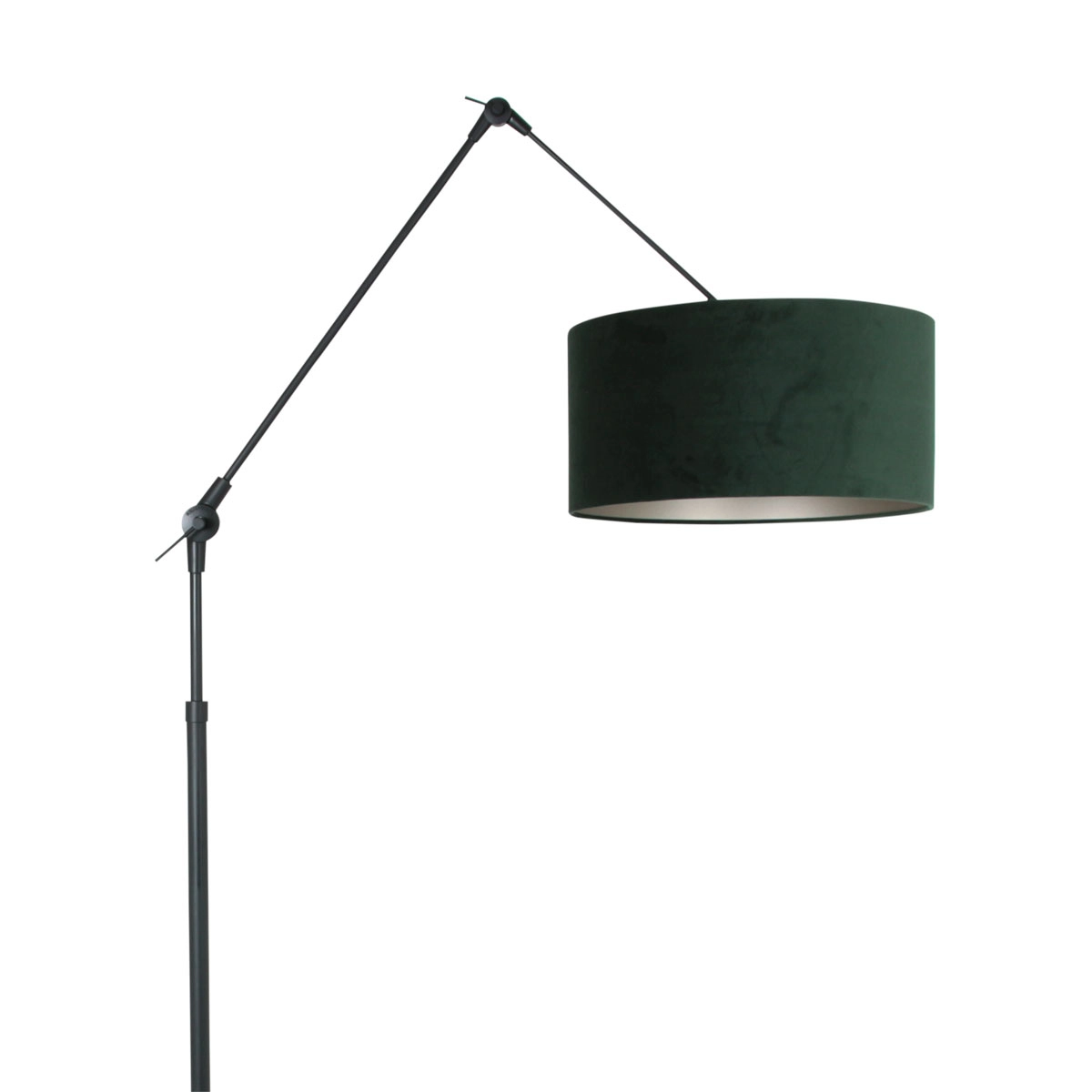 Lampe de lecture au sol Prestige Chic noir avec abat-jour en velours vert de 40 cm Steinhauer 8712746145854