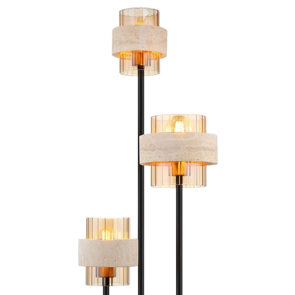 Lampe de pied à 3 lumières Daren noir avec marbre Globo 9007371580675