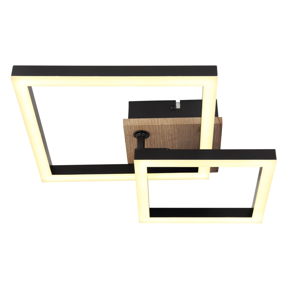 Lampe de plafond Bard noir avec bois Globo 9007371455188