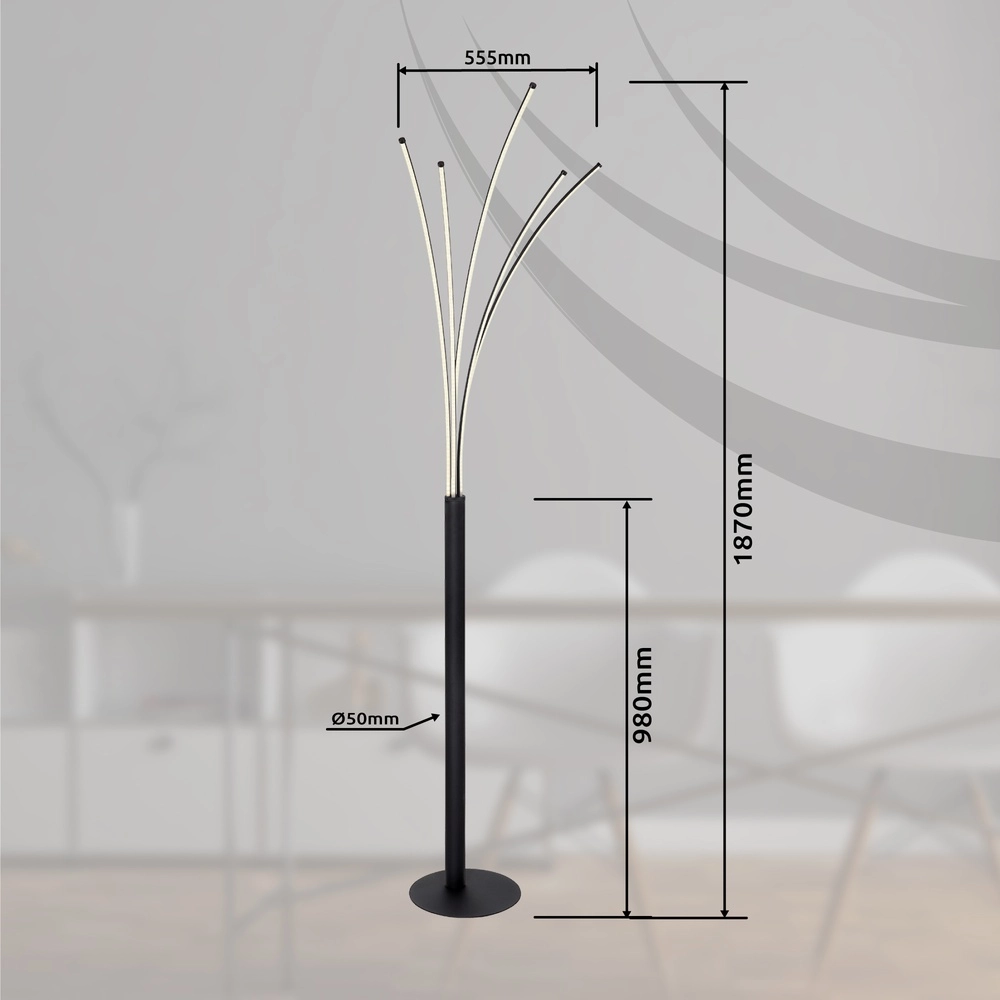 Lampadaire moderne Bizzy Couleur de lumière noire réglable Globo 9007371440276