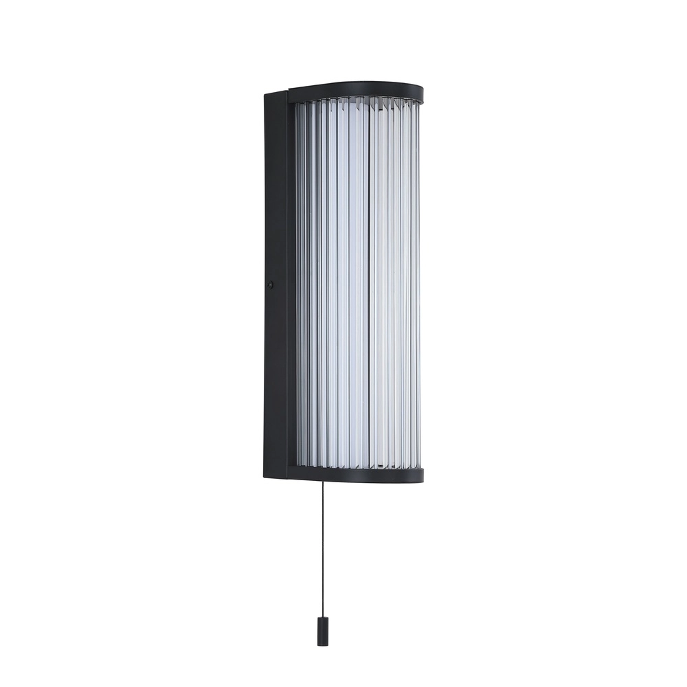 Lampe murale moderne Rue noir avec verre nervuré Searchlight 5,05342E+12
