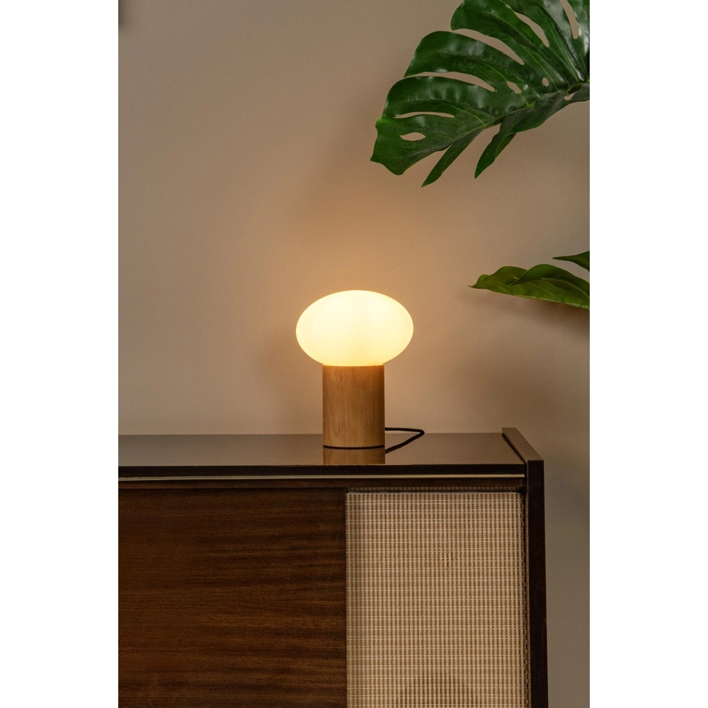 Lampe de table scandinave Birtle bois avec blanc Lucide 5411212051721
