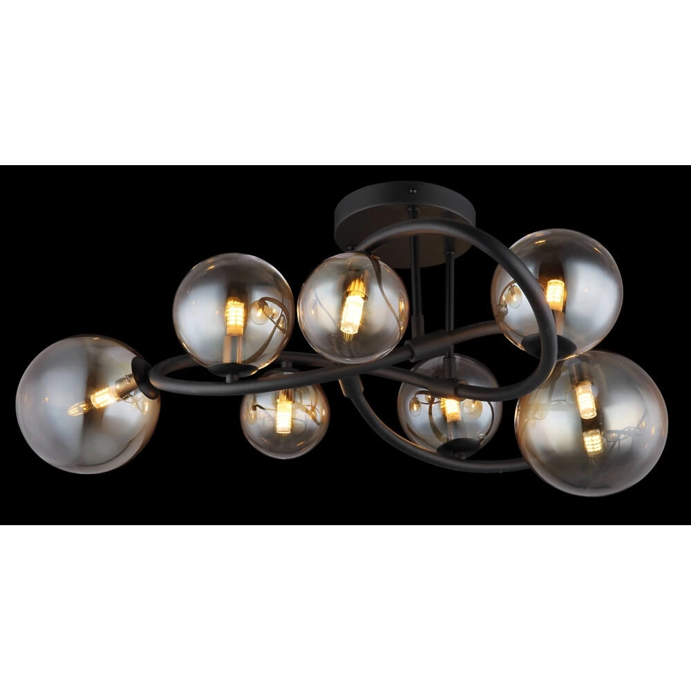 Plafonnier noir Tuberius Design 7-lumière Globo 9007371446445