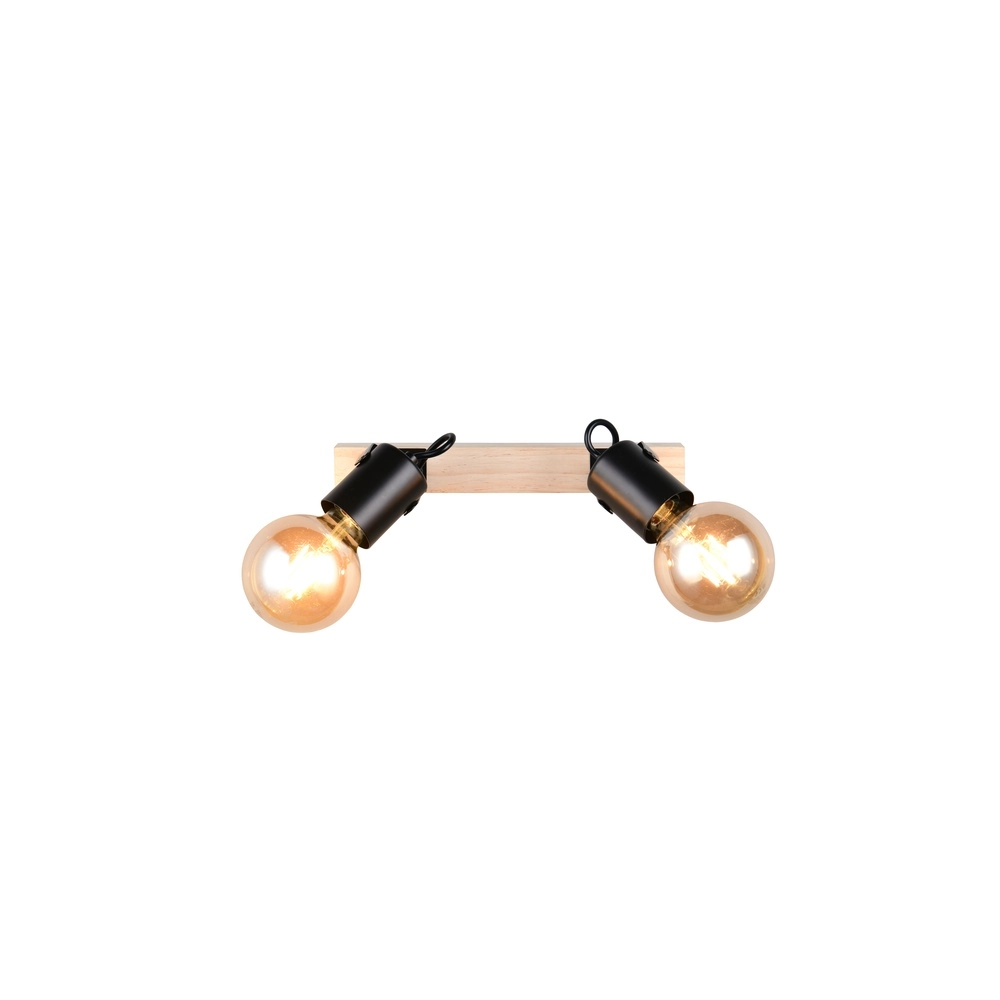 Double éclairage au plafond Lynar noir avec bois Trio 4017807670721