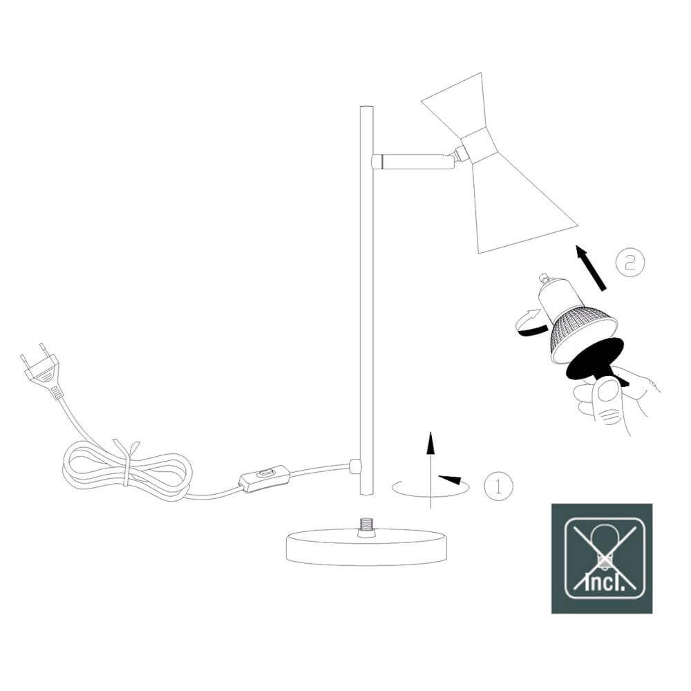 Lampe de table design Preto noir avec or Steinhauer 8712746176308