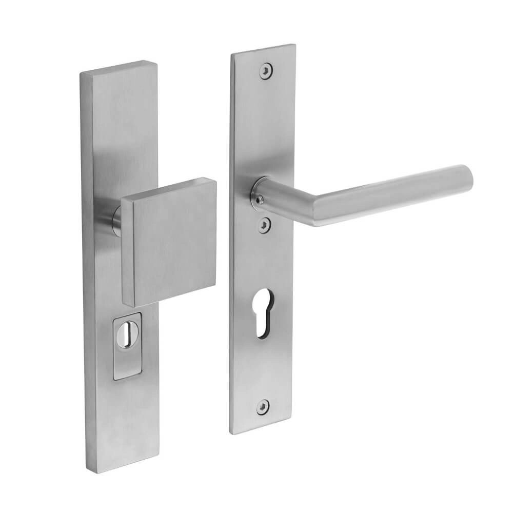 Ferrures de porte d’entrée Vurano protection anti-traction PC 72mm acier inoxydable droit Ferrures de porte d’entrée Vurano protection anti-traction PC 72mm acier inoxydable droit