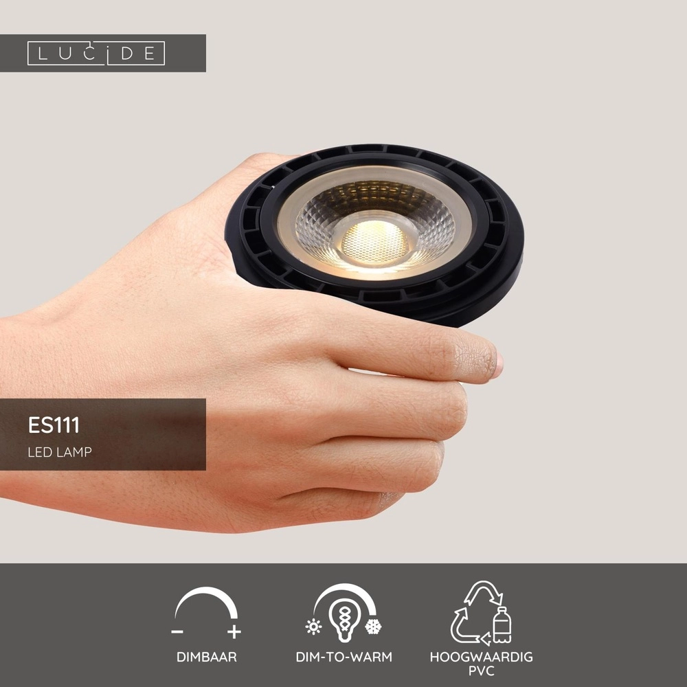 12W Led ES111 - DTW noir 2200-3000K Lucide 5411212491299