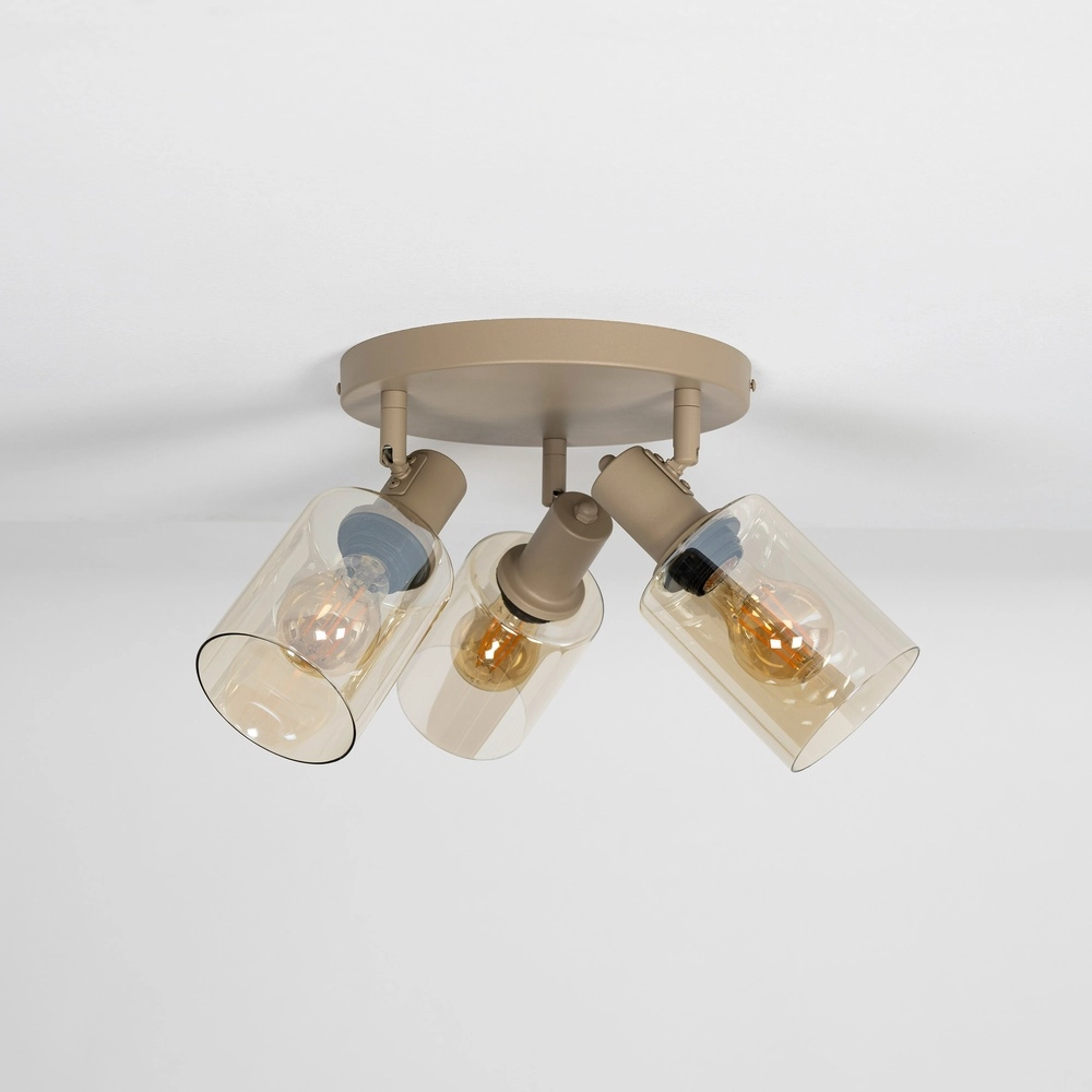 Lampe de plafond ronde Sepiora Brun sable clair à 3 Lyora 8716803515222