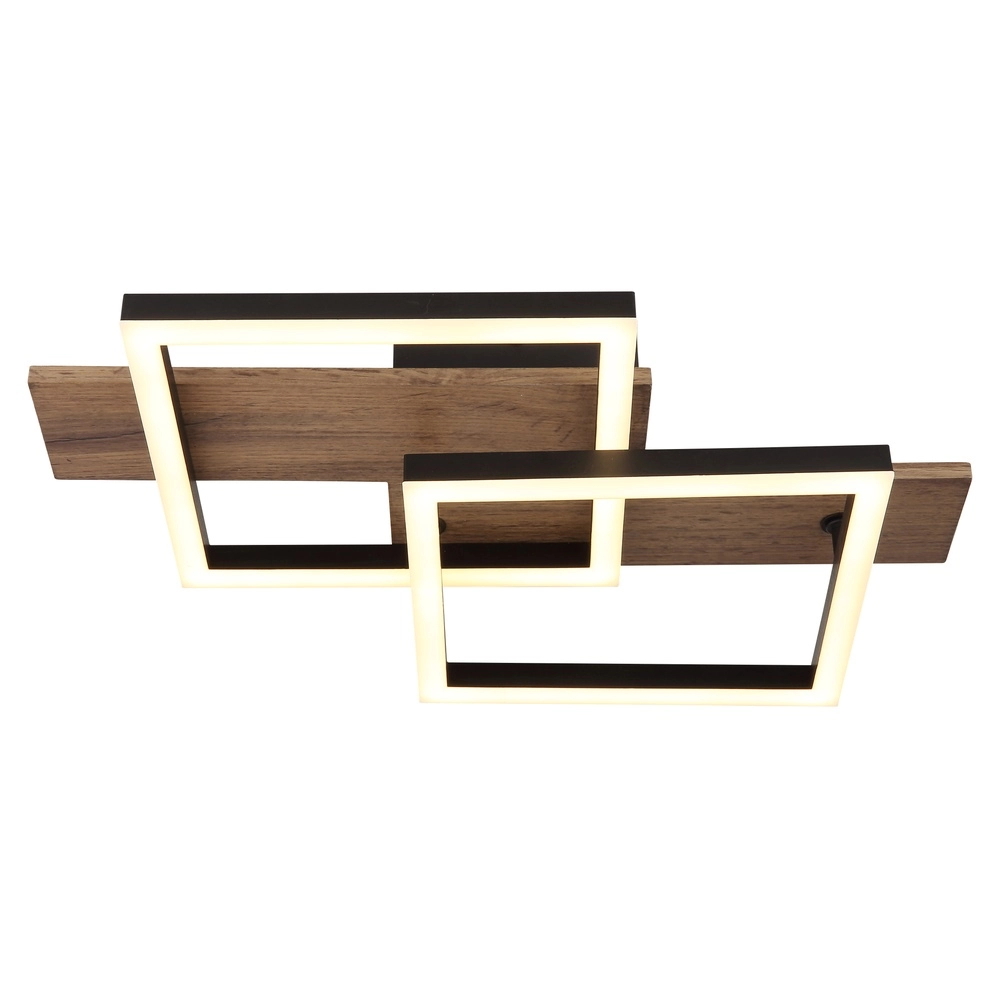 Lampe de plafond à design Jeffry noir avec bois 44 cm Globo 9007371507597