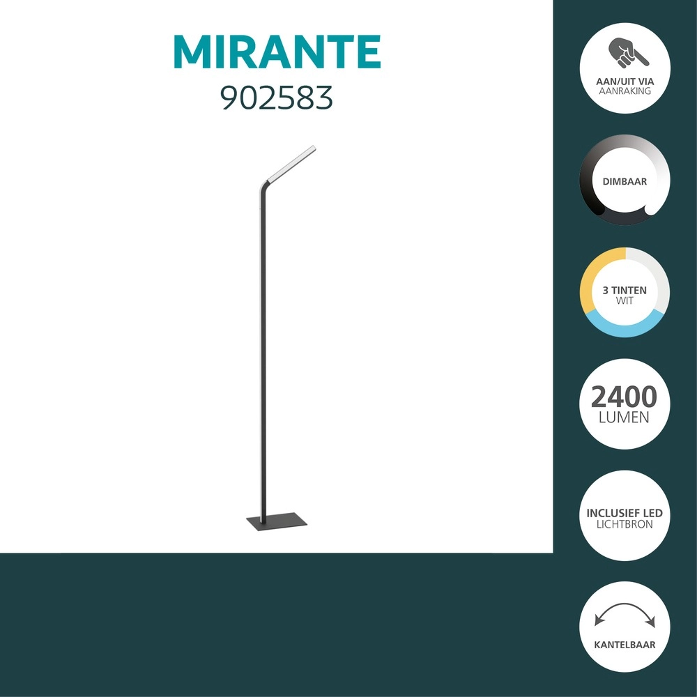 Lampadaire de conception Mirante Noir Eglo 9008606392407