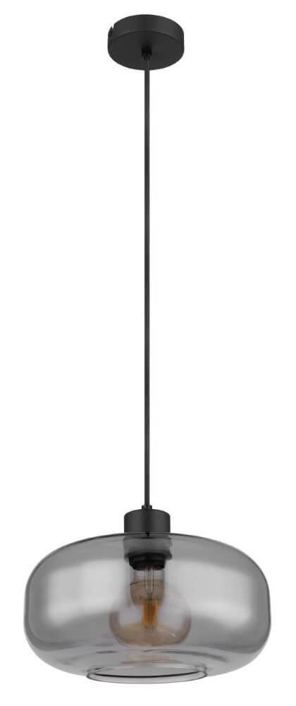 Lampe suspendue noire Giuseppe verre de fumée Globo 9007371441211