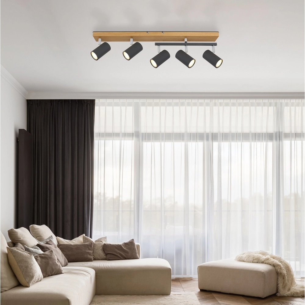 Lampe de plafond à 5 lumières Robby bois Globo 9007371442577