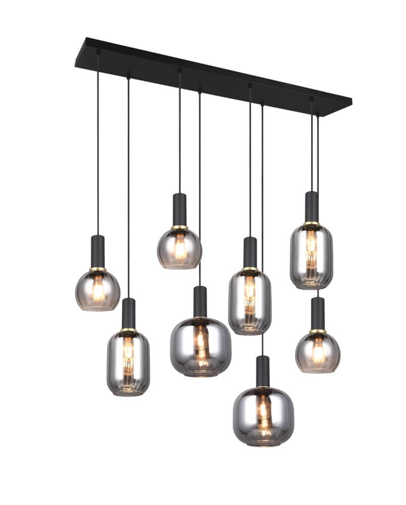 Lampe suspendue pour salle à manger Diva 8 lumières - verre fumé Trio 4017807614589